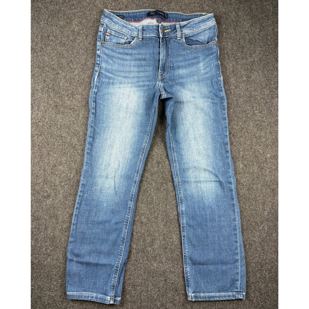 Tommy Hilfiger Tribeca Straight Ankle Jeans Womens Size 6 Medium Wash Blue Denim